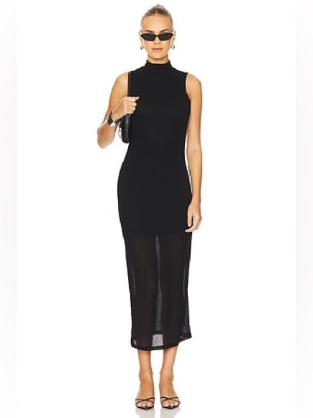 Frame Black Sleeveless High-Neck Maxi Dress